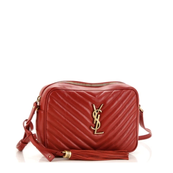 Yves Saint Laurent Handbags - Saint Laurent Lou Camera Bag Matelasse Chevron Leather Small Red